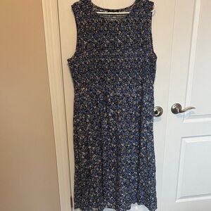 Nautica Blue and Cream Floral Midi Dress